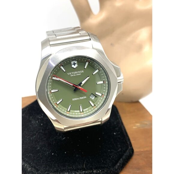 Victorinox Swiss Army Men's Watch 241725 I.N.O.X Green Dial Quartz Steel 43mm - Picture 13 of 14